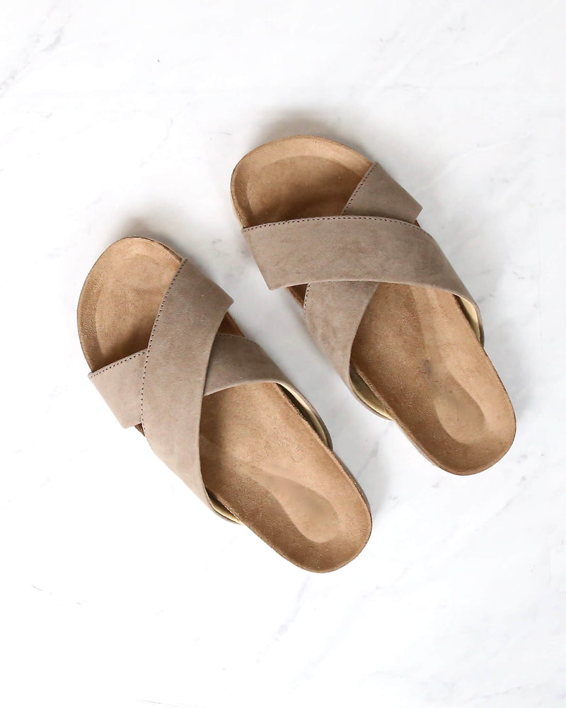 Wrapped Around You Slip On Wrap Sandals in Light Taupe