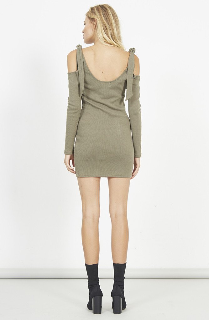 Final Sale - MINKPINK - Take a Stand Cold Shoulder Midi Dress in Moss