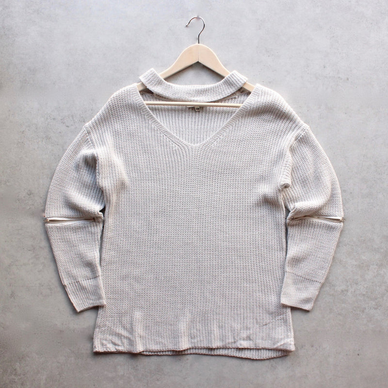material girl choker sweater - grey - shophearts - 1