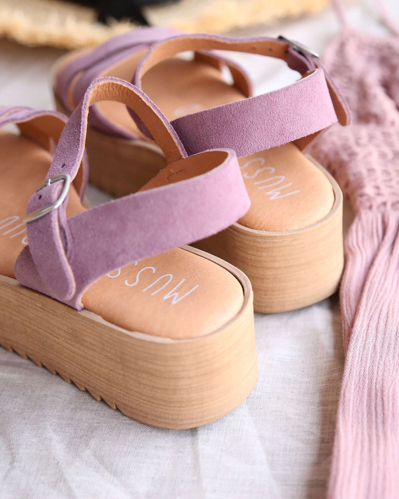 Musse & Cloud - Isabel Sporty Strappy Platform Sandal in Suede Lilac Mauve