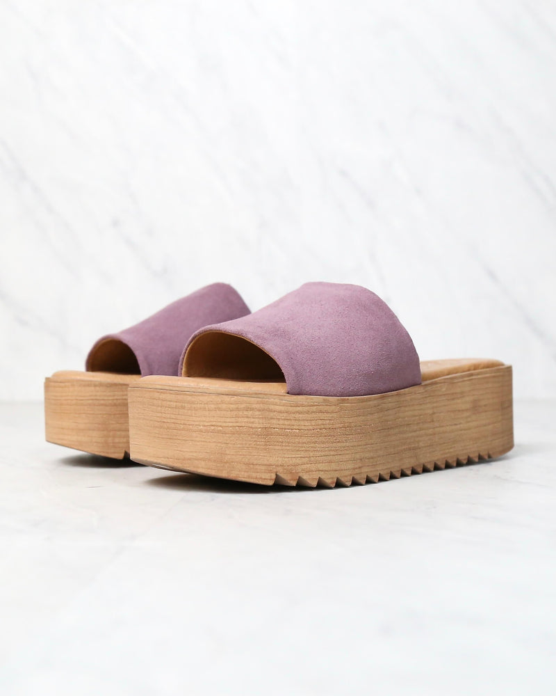 Musse & Cloud - Kendria Platform Slip On Sandal in Suede Leather Lilac Mauve