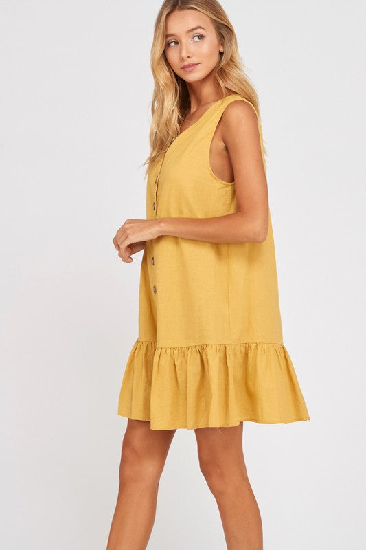 mustard yellow shift dress H&M mustard color shift dress with 3/4 sleeve Size 4