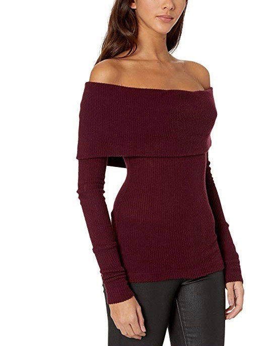 Free People - Snowbunny Off The Shoulder Top in Burgundy