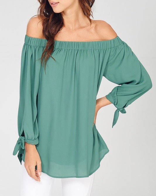 Show Me Off The Shoulder Top in Green