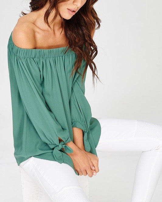 Show Me Off The Shoulder Top in Green