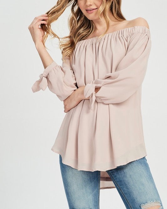 Show Me Off The Shoulder Top in Muted Pink