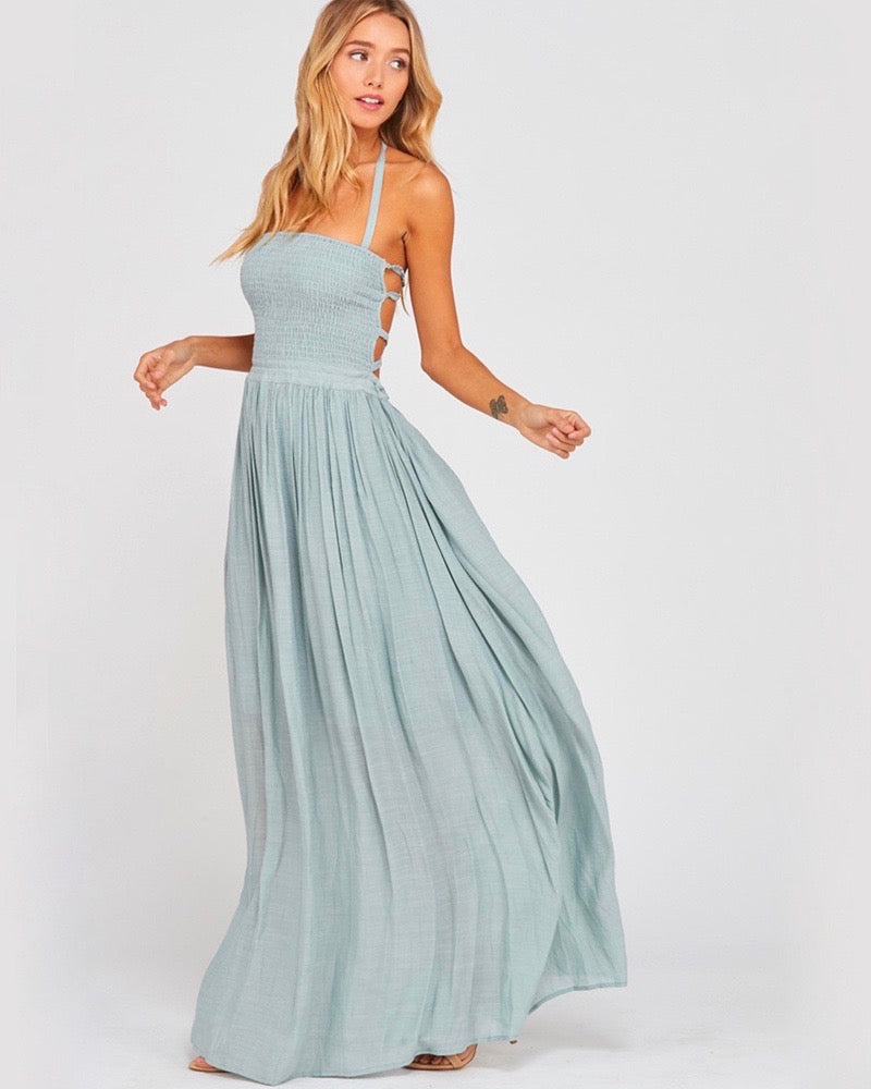 tube halter dress Smocked Maxi For Maternal Engagement Photoshoot – Shop Hearts making it the perfect drop30.09_ativo Color:Dark Blue Long Women's Wedding Dresses