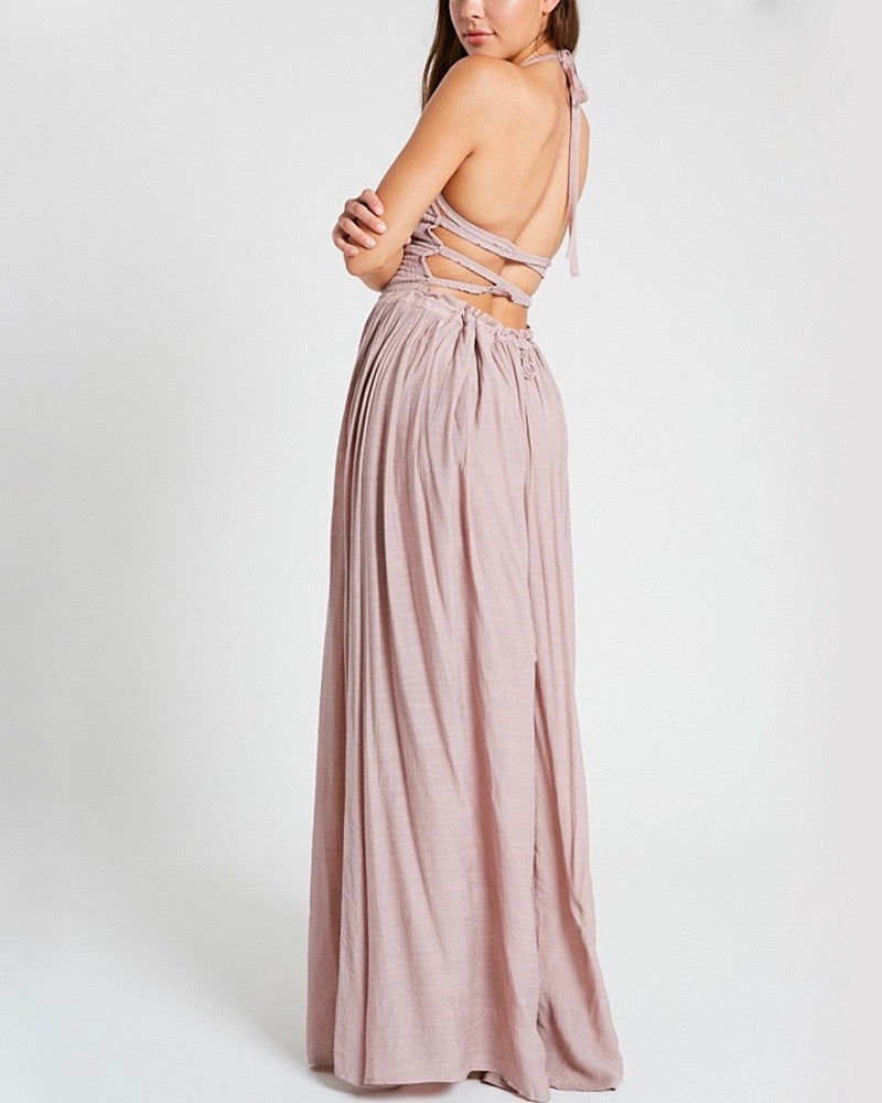 On Cloud 9 Halter Tube Smocked Maxi Dress - More Colors