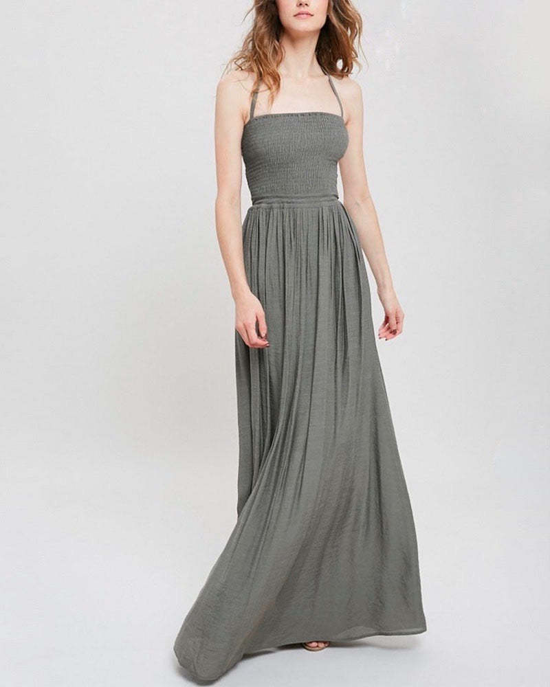 halter neck long white dress Ilaria Halter Maxi Dress