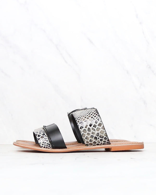 BC Footwear - On The Spot Black Sandals with Exotic Print