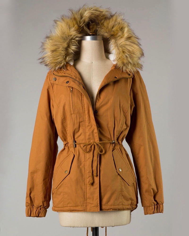 Faux Sherpa Lined Military Hooded Utility Parka Jacket in More Colors