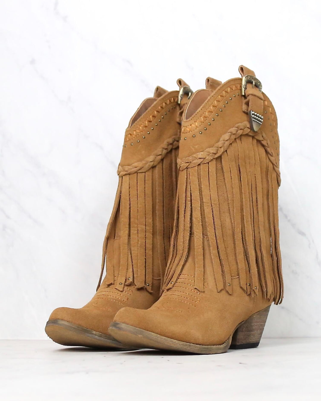very volatile - pasa suede western boots - tan