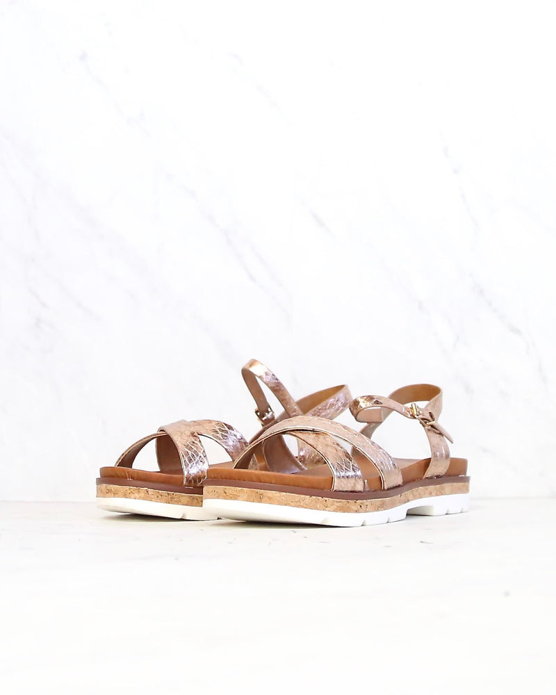 Very Volatile - Petite Ankle Strap Sandals in Rose Gold