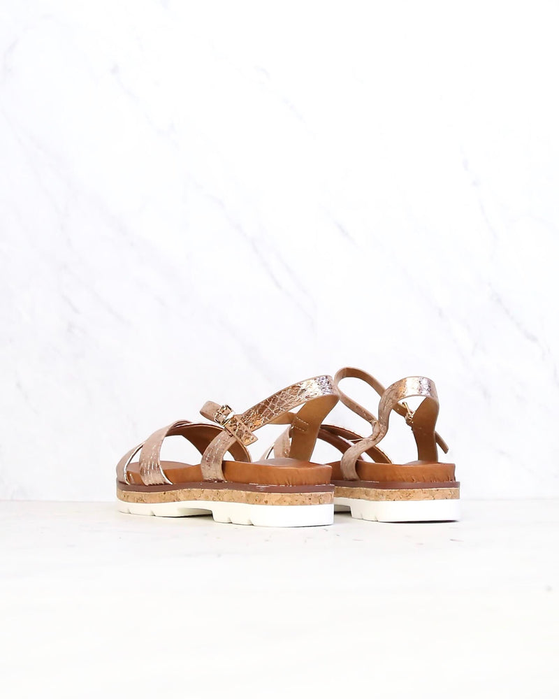 Very Volatile - Petite Ankle Strap Sandals in Rose Gold