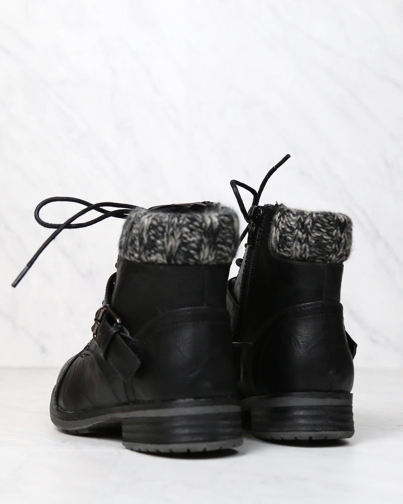 Sammy Sweater Cuff Ankle Booties in Black
