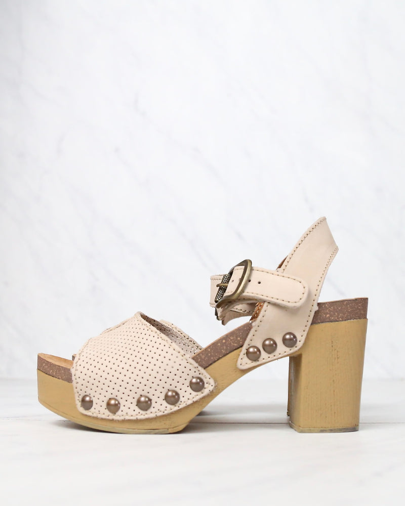Sbicca - Tonto Perforated Heeled Sandal in Beige