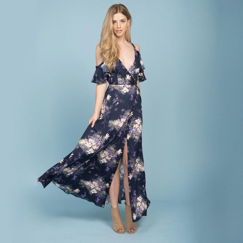 She Swings Navy Floral Maxi Dress