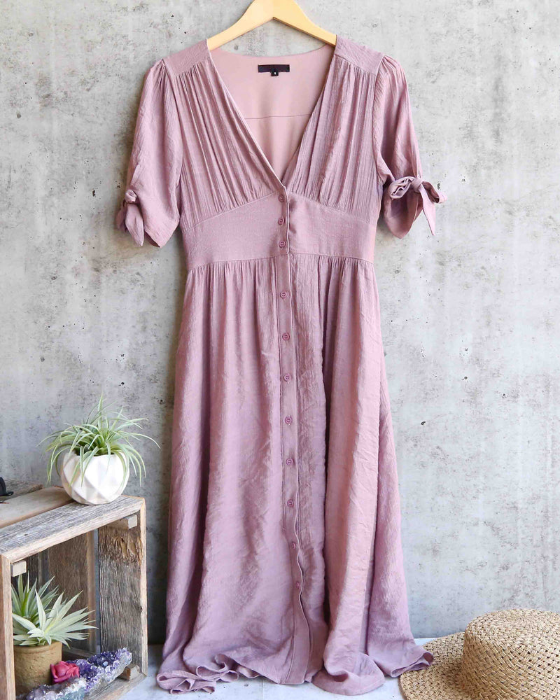 Final Sale - Darling Gauzy Cotton Endless Summer Midi Dress in Mauve