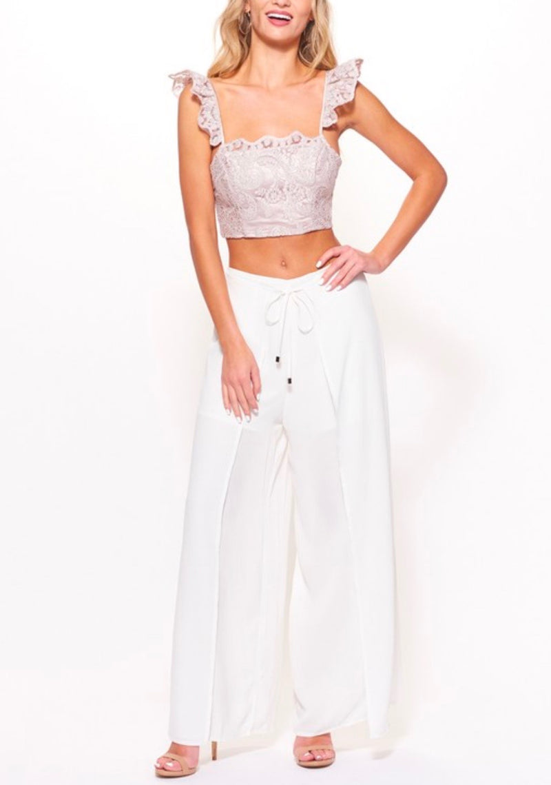 So Radioactive Lace Crop Top with Flutter Sleeves