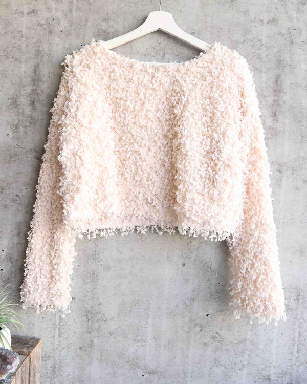 Final Sale - Somedays Lovin - Glorious Shaggy Cropped Sweater Top in Cream
