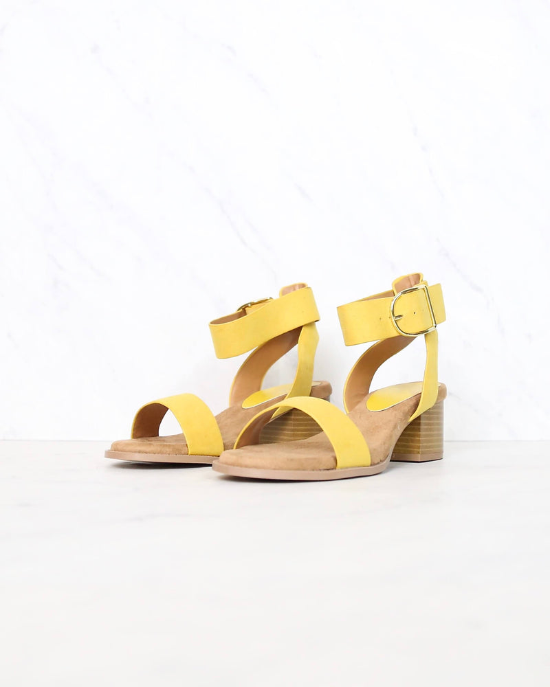 Summer Breeze Ankle Strap Sandals in Yellow