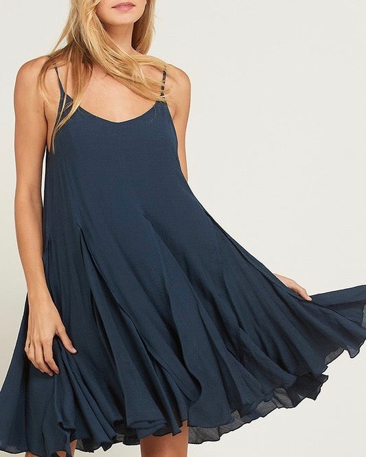 Coming Up For Air Flowy Dress in Midnight Navy