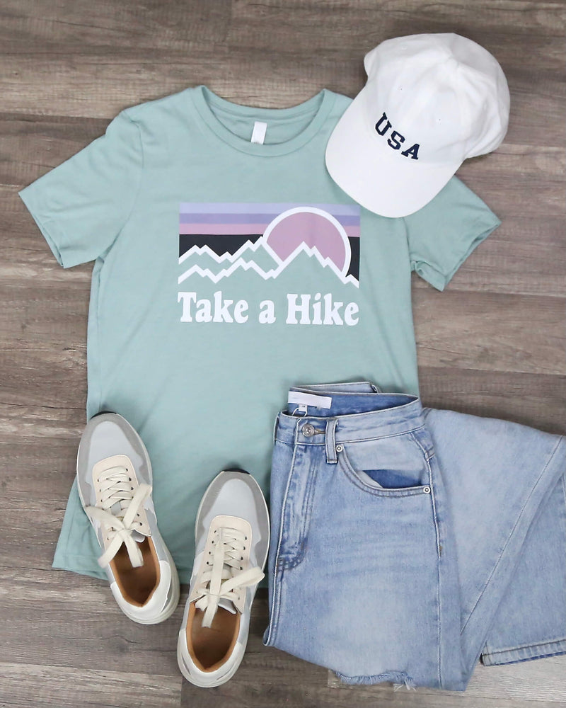 take a hike - shirt - tshirt - distracted - graphic tee - dusty blue 