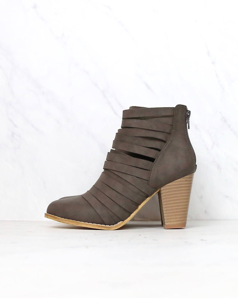Eve Strappy Stacked Chunky Ankle Booties in More Colors