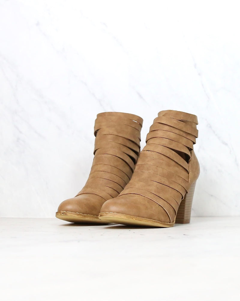Eve Strappy Stacked Chunky Ankle Booties in More Colors