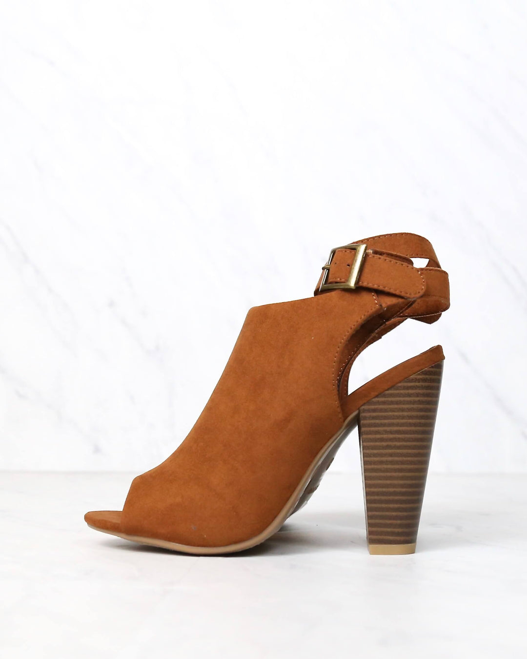 Bamboo peep toe booties sales