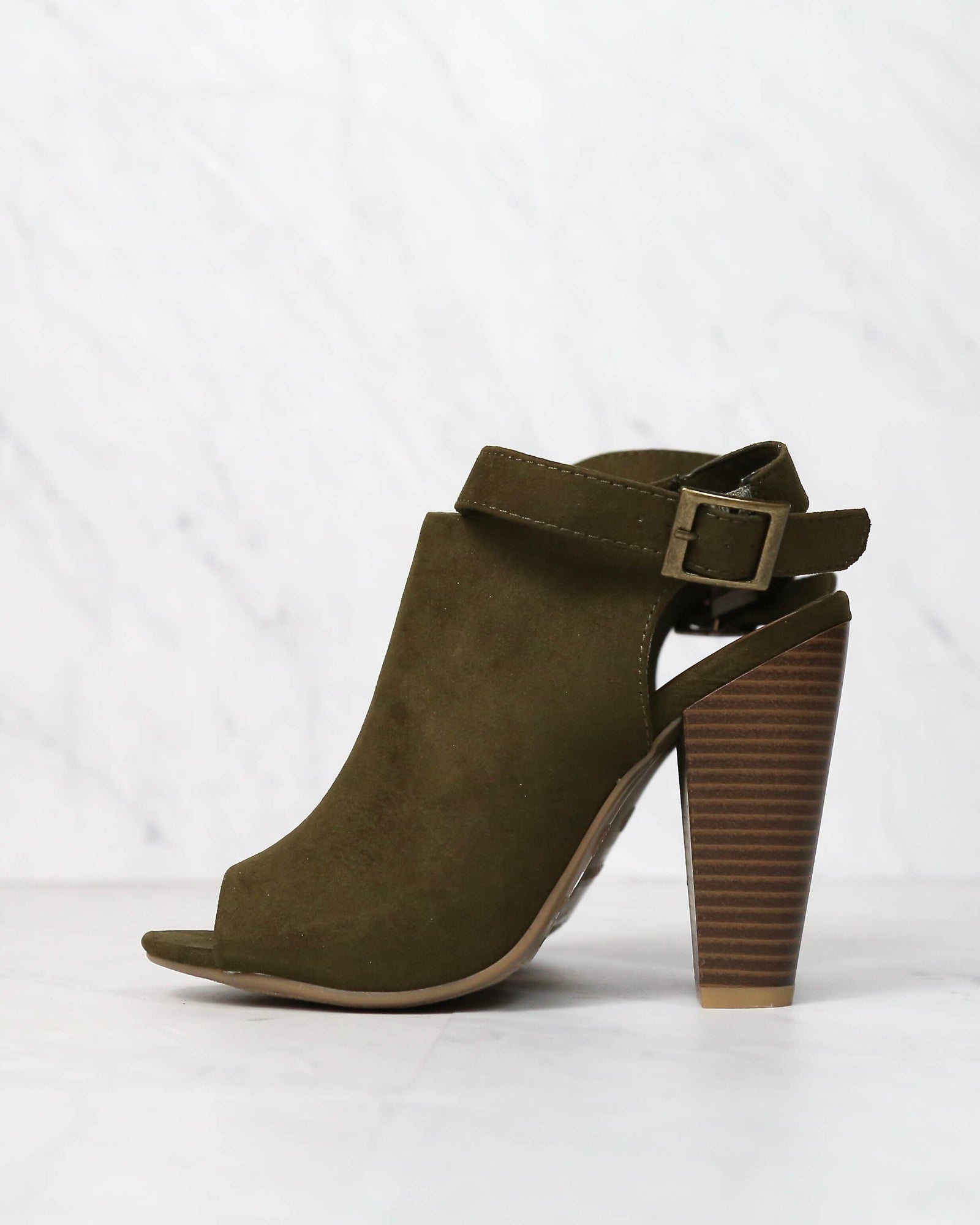 Olive peep toe booties discount