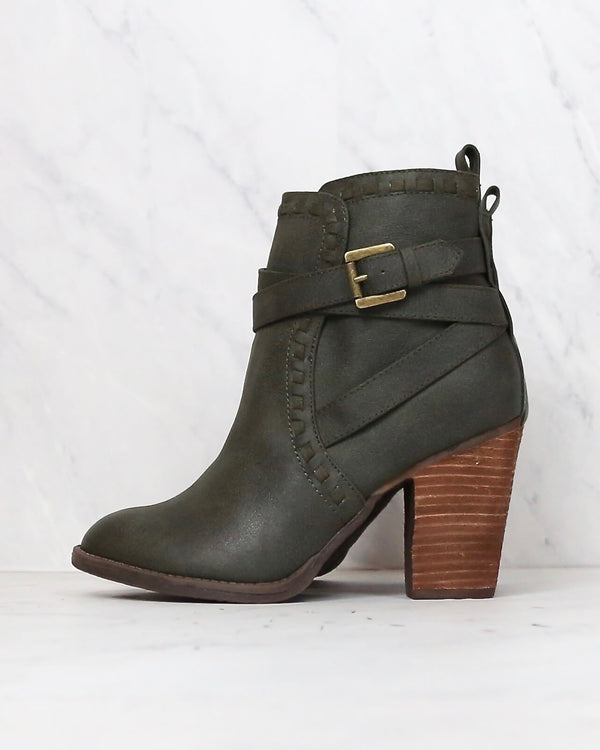 Not Rated - Violeta Strappy Ankle Bootie in Dark Green