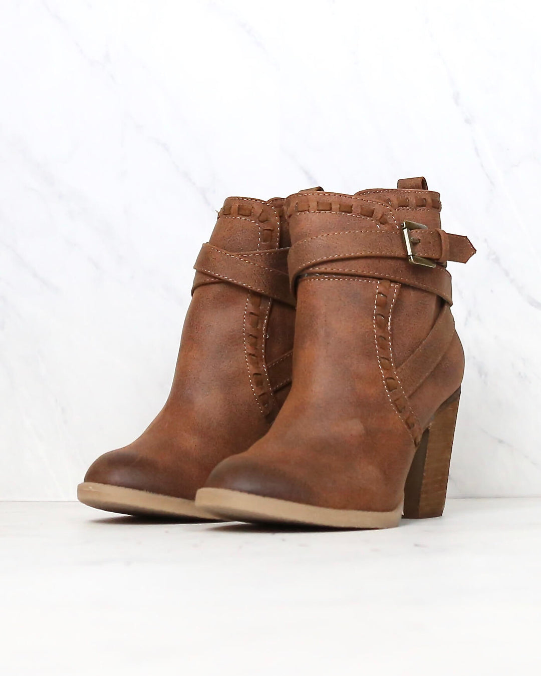 Final Sale - Not Rated - Violeta Strappy Ankle Bootie in Tan