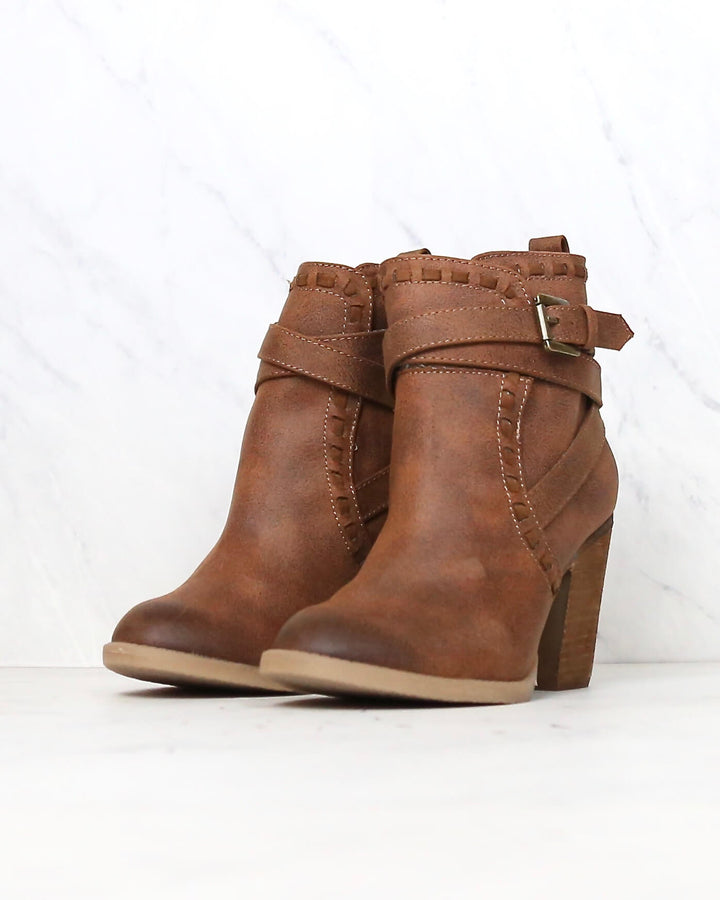 Final Sale - Not Rated - Violeta Strappy Ankle Bootie in Tan