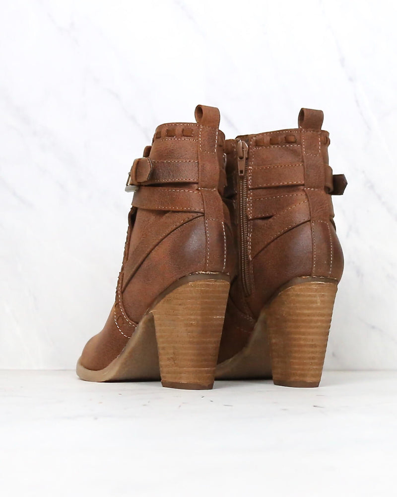 Final Sale - Not Rated - Violeta Strappy Ankle Bootie in Tan