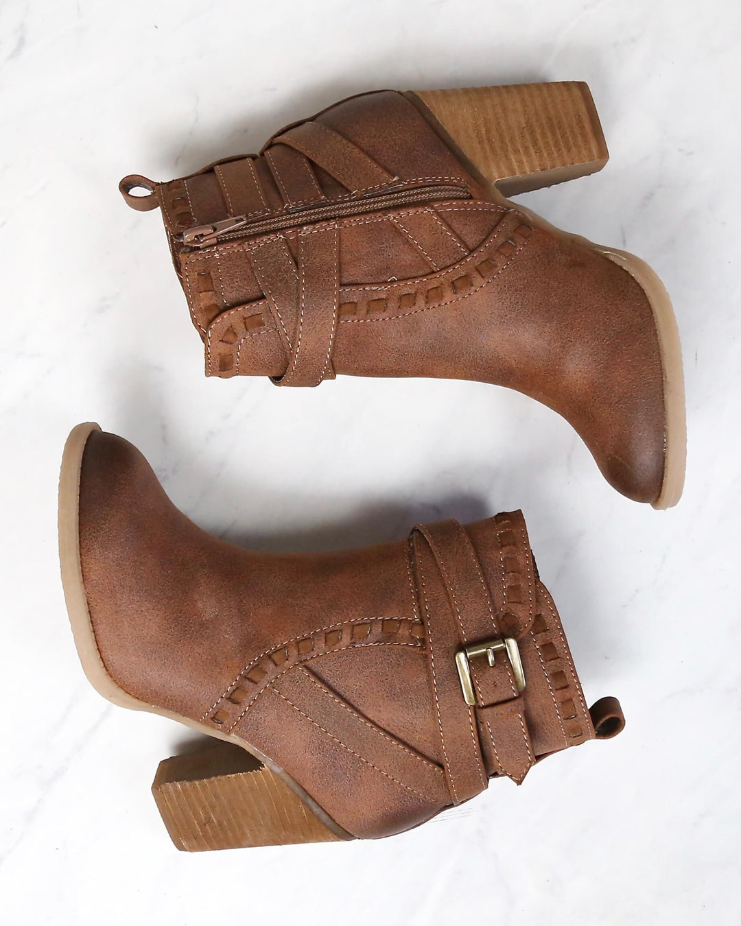 Final Sale - Not Rated - Violeta Strappy Ankle Bootie in Tan