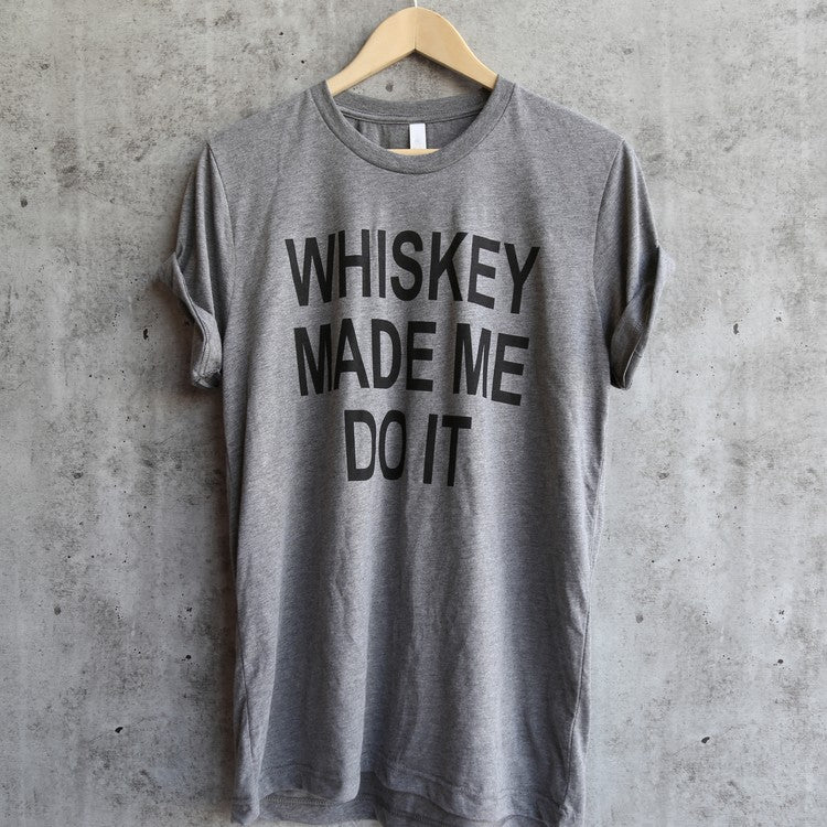 Distracted - Whiskey Made Me Do It Unisex Triblend Graphic Tee in Grey/Black