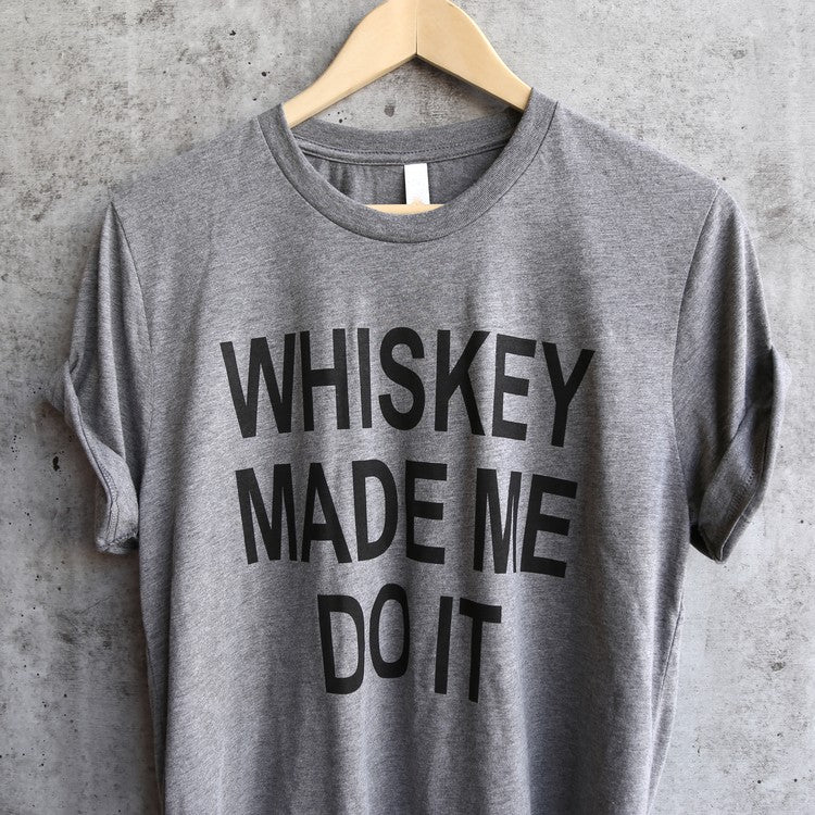 Distracted - Whiskey Made Me Do It Unisex Triblend Graphic Tee in Grey/Black